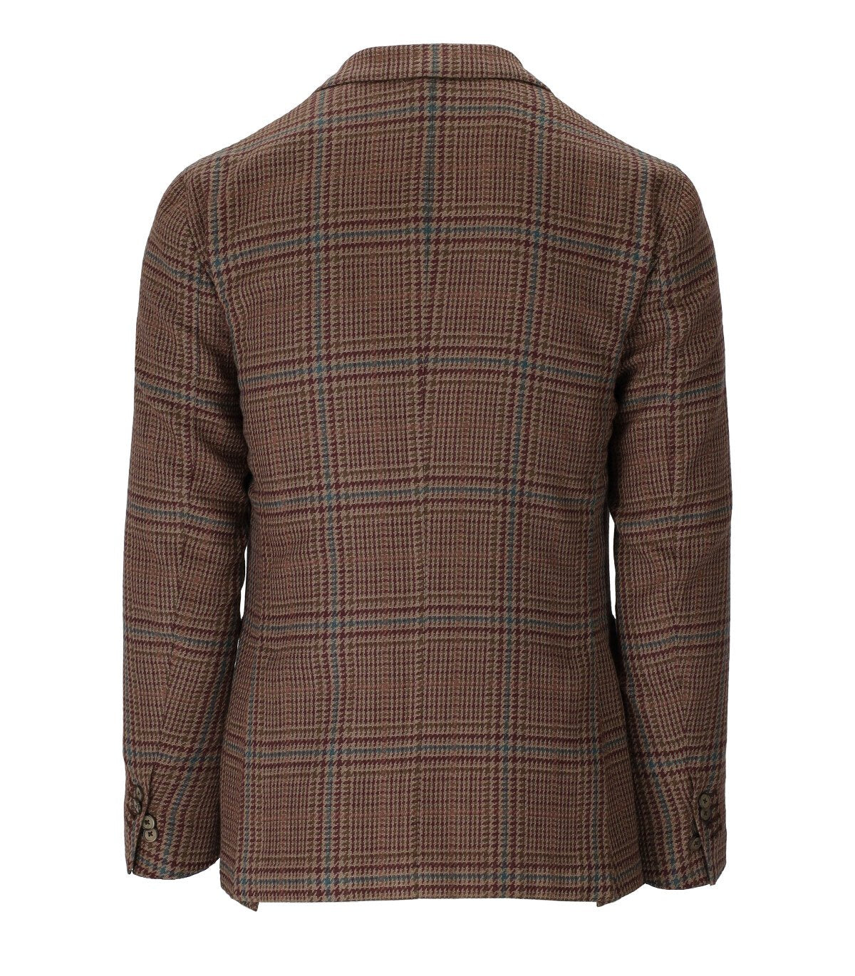 SANTANIELLO BROWN TARTAN SINGLE-BREASTED JACKET
