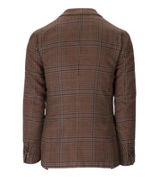 SANTANIELLO BROWN TARTAN SINGLE-BREASTED JACKET