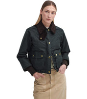 BARBOUR BEADNELL WAX GREEN CROPPED JACKET
