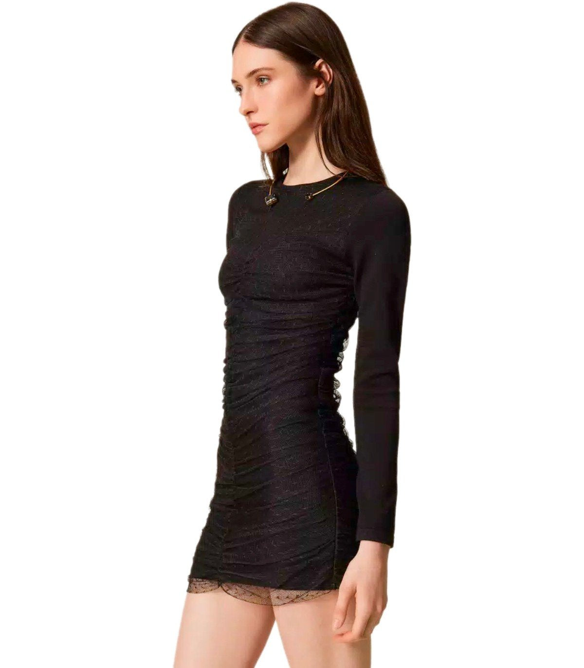 TWINSET BLACK PLUMETIS DRESS