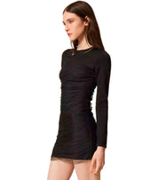 TWINSET BLACK PLUMETIS DRESS
