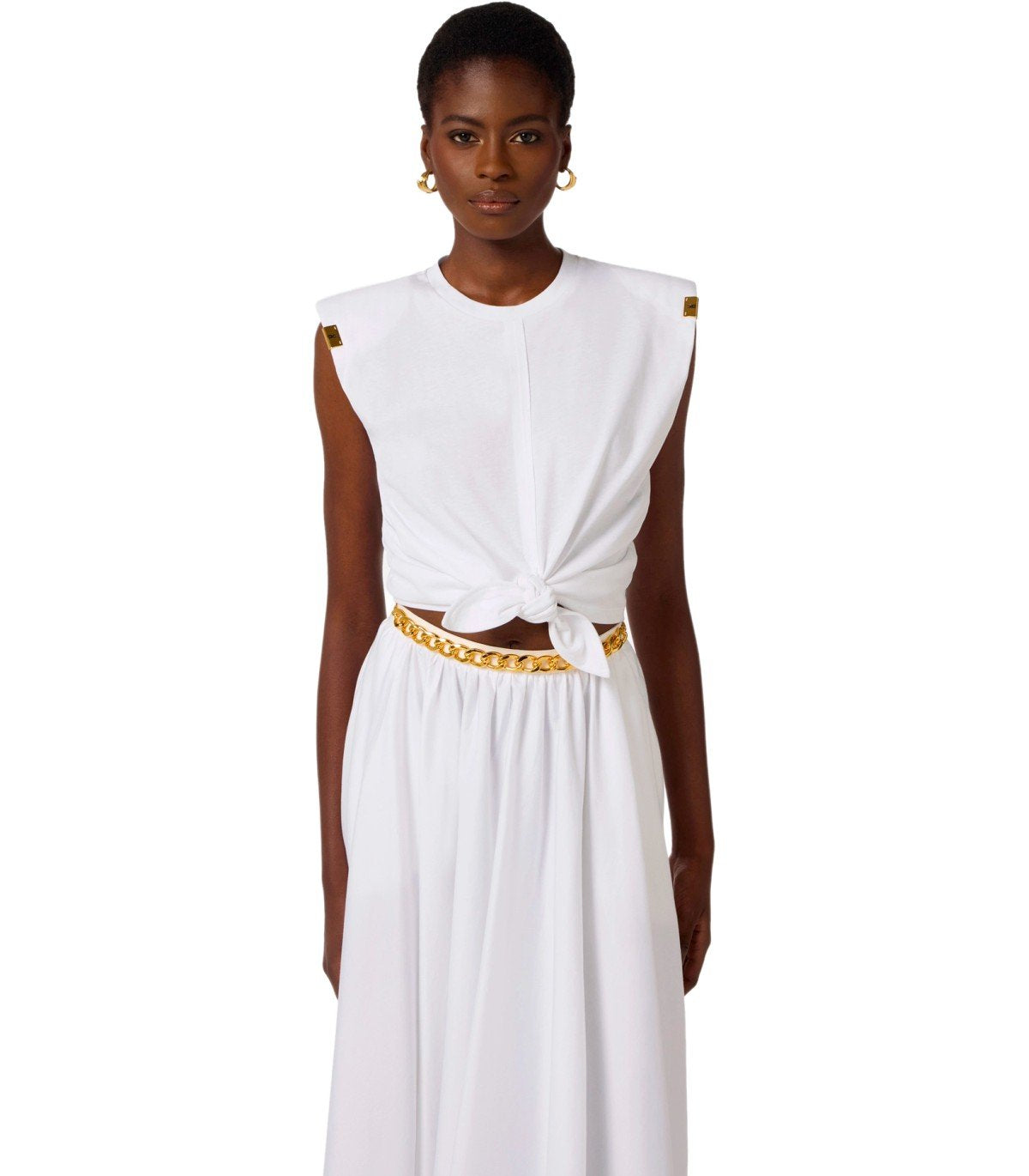 ELISABETTA FRANCHI WHITE KNOTTED TOP