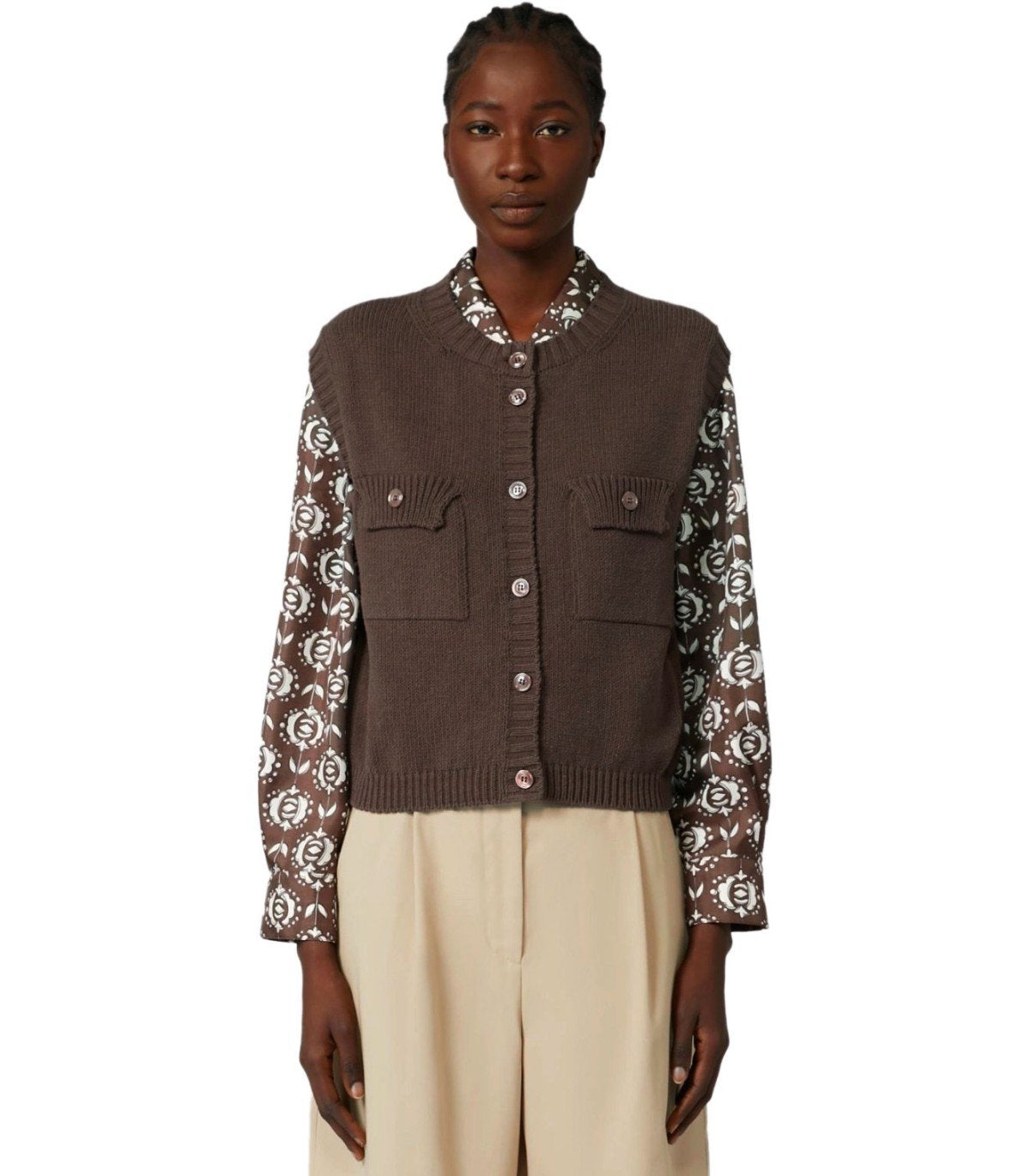 MAX MARA WEEKEND CAPRARA BROWN KNITTED VEST