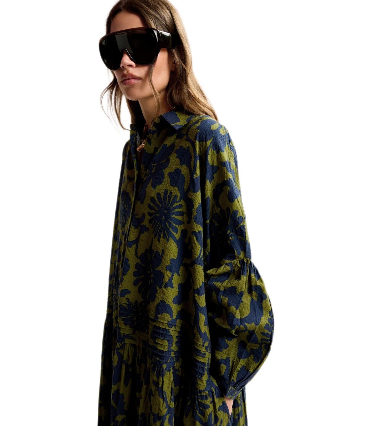 ESSENTIEL ANTWERP JEA GREEN AND BLUE SHIRT DRESS
