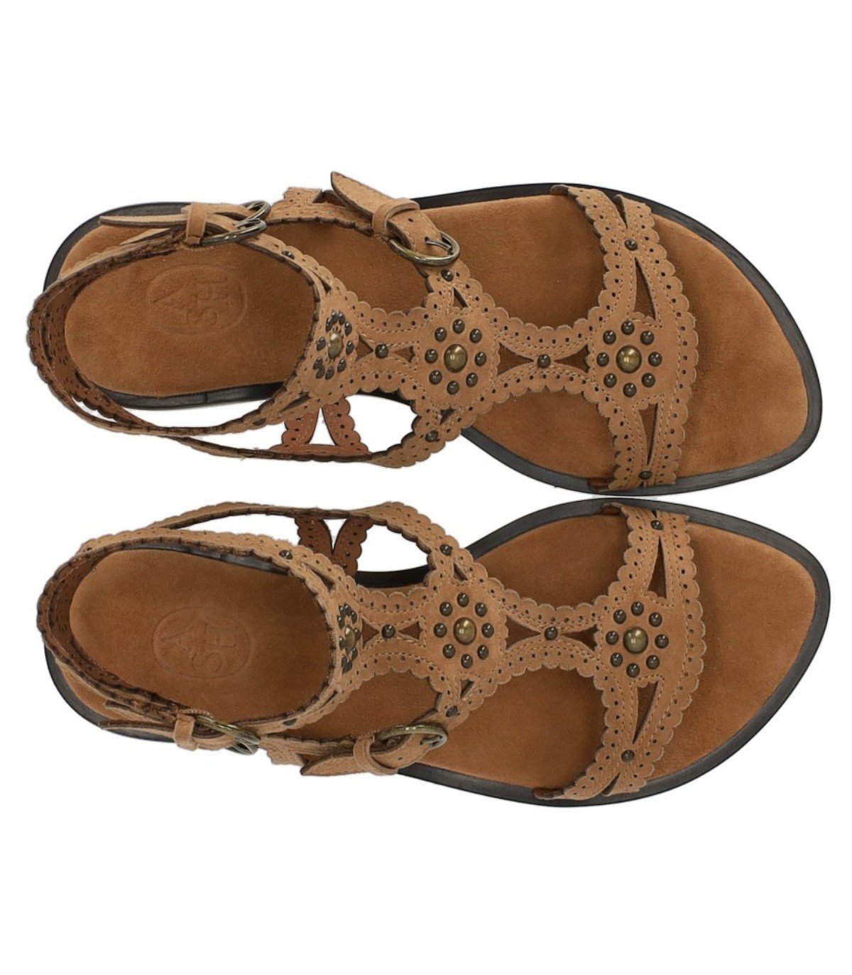 ASH PAPRIKA STUDS CAMEL FLAT SANDAL