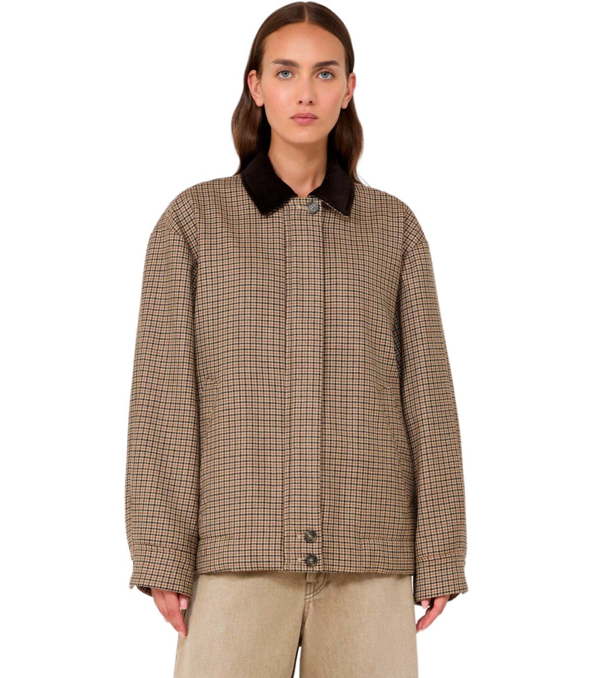 MAX MARA WEEKEND HOUNDSTOOTH FESTA BROWN JACKET