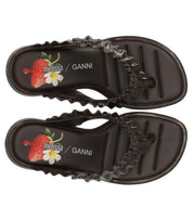 GANNI BROWN HEELED FLIP-FLOP