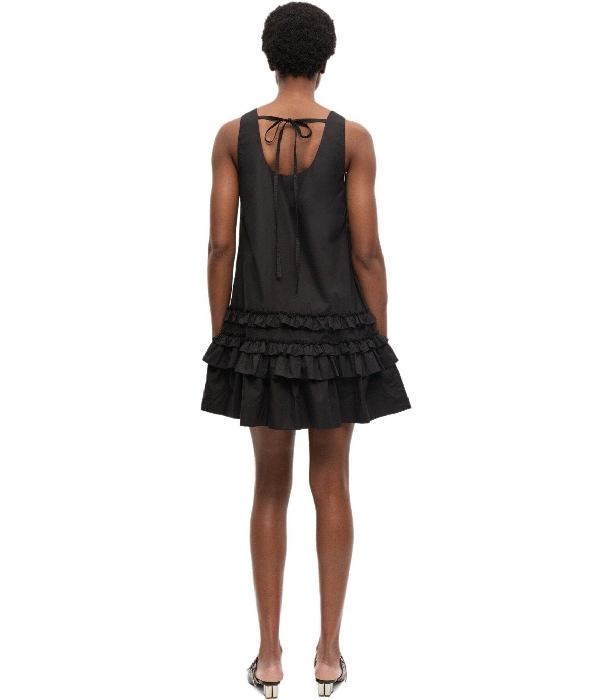 GANNI SCHWARZES RÜSCHENKLEID