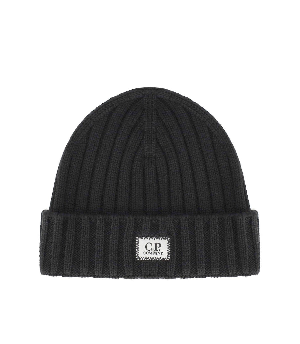 C.P. COMPANY BLACK RIBBED BEANIE
