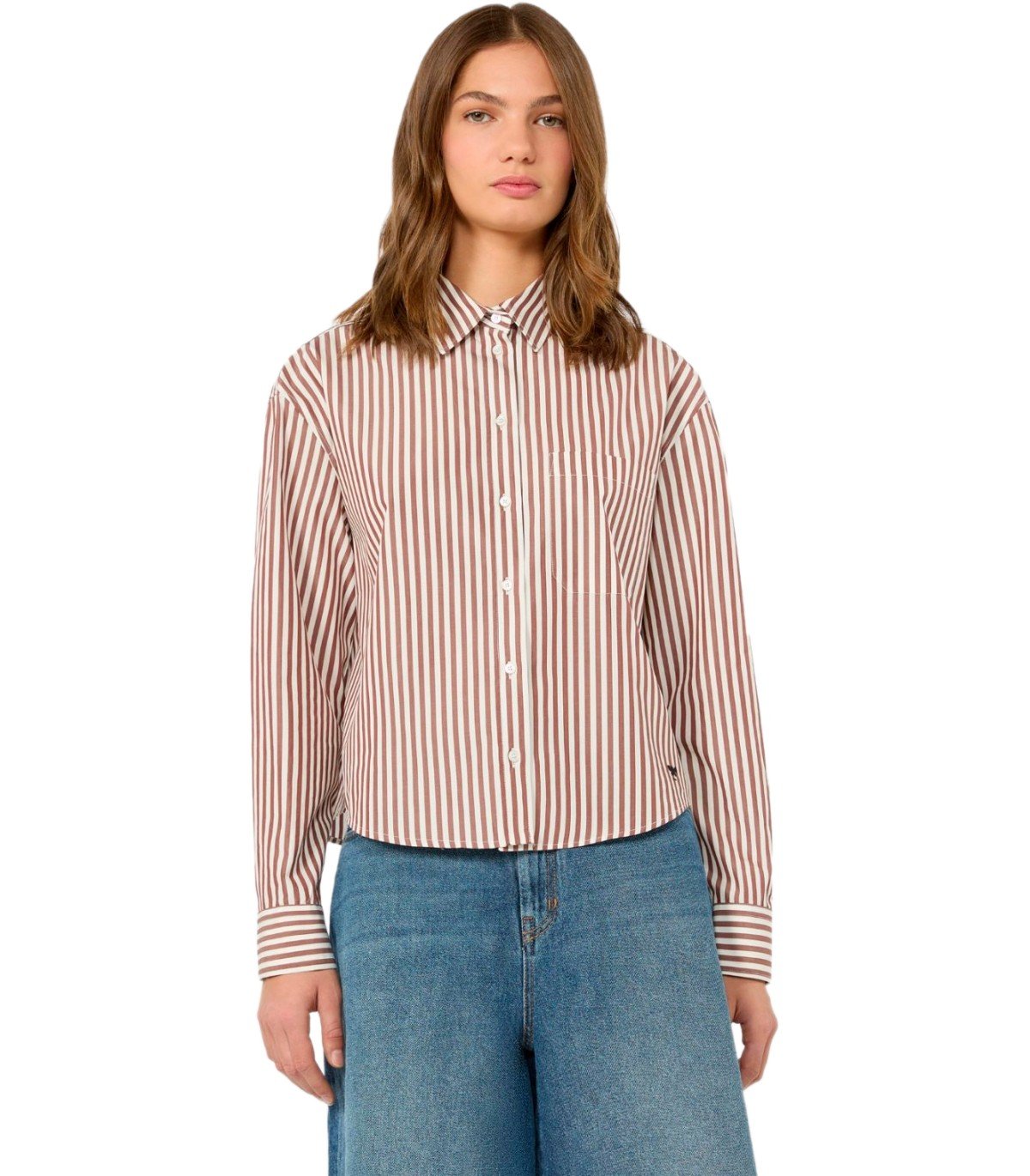 CAMICIA A RIGHE PANETTO BIANCA E MARRONE MAX MARA WEEKEND