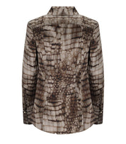 ELISABETTA FRANCHI BROWN ALLIGATOR PRINT SHIRT