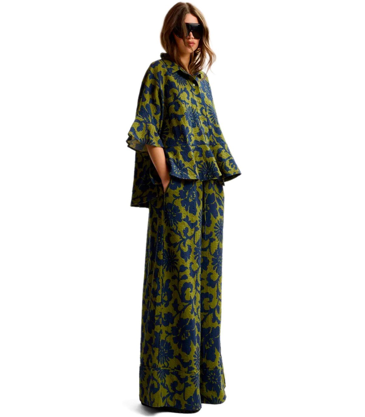 ESSENTIEL ANTWERP JOMERY GREEN AND BLUE PANTS