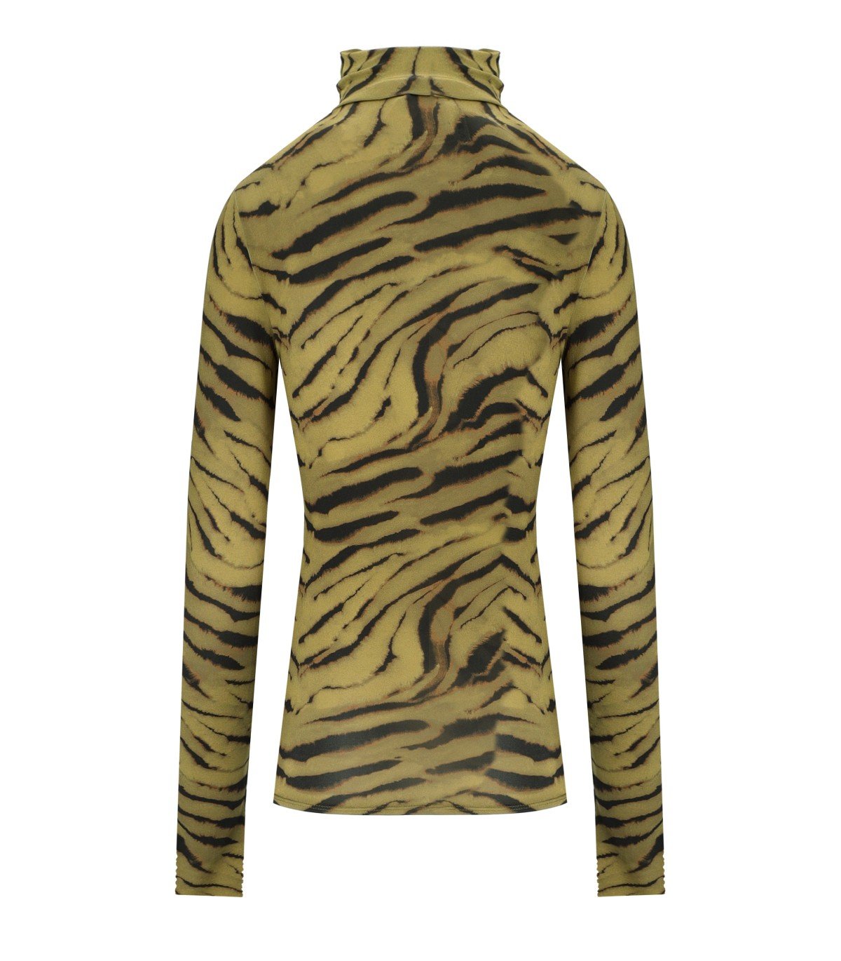 GANNI KHAKI ZEBRA PRINT TURTLENECK TOP