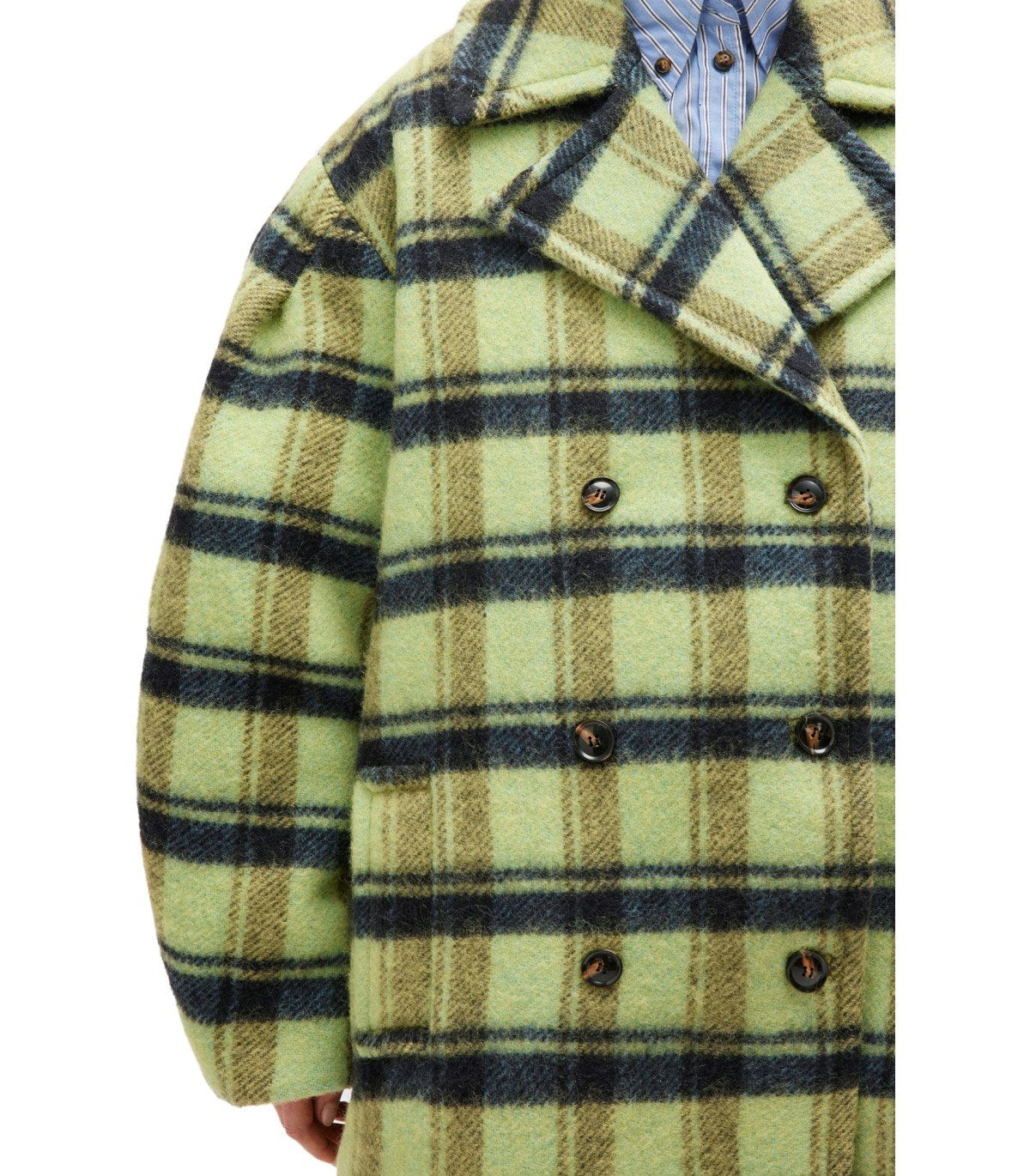 GANNI LIME SHERBET DOUBLE-BREASTED COAT