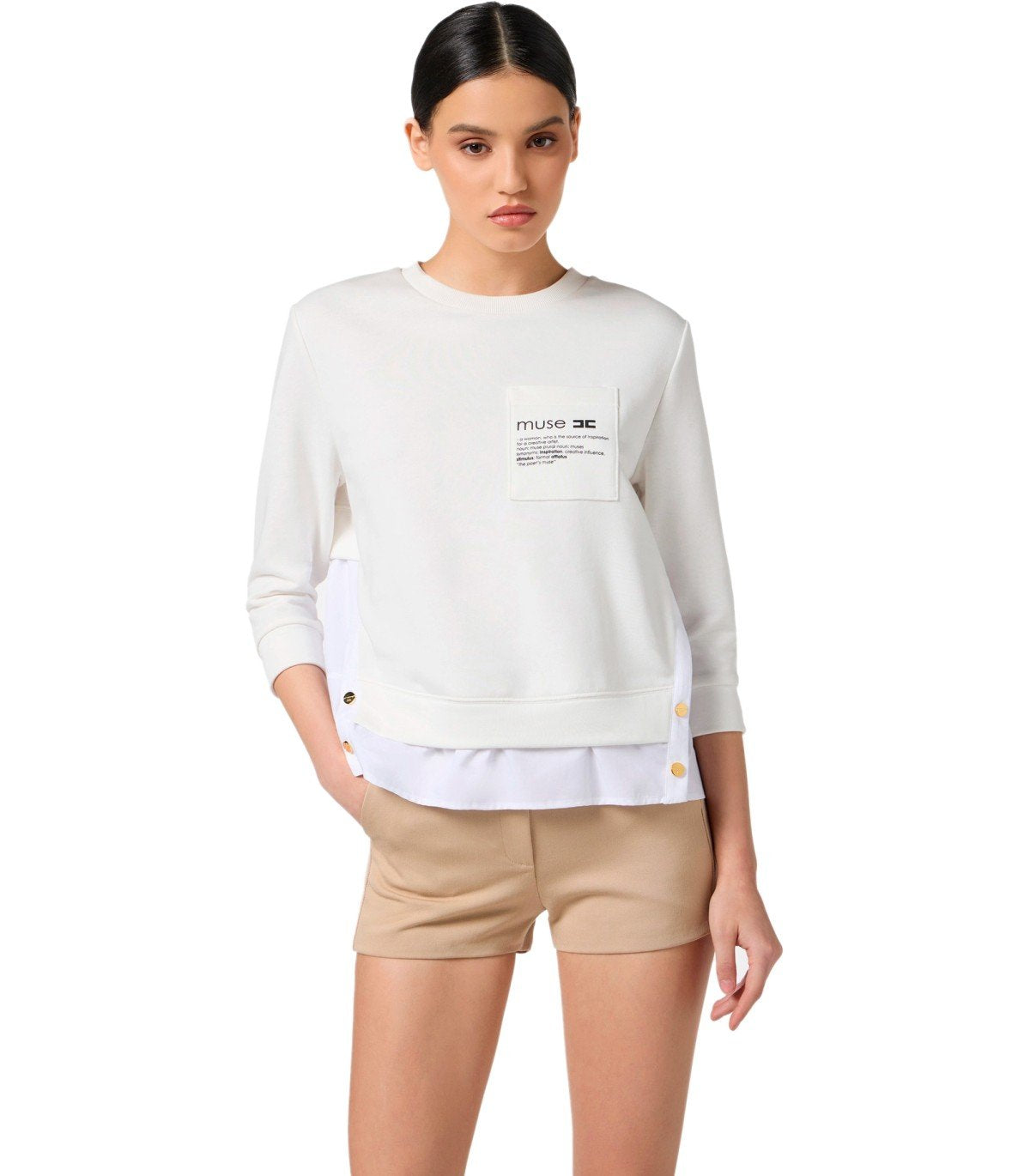 ELISABETTA FRANCHI IVORY SWEATSHIRT
