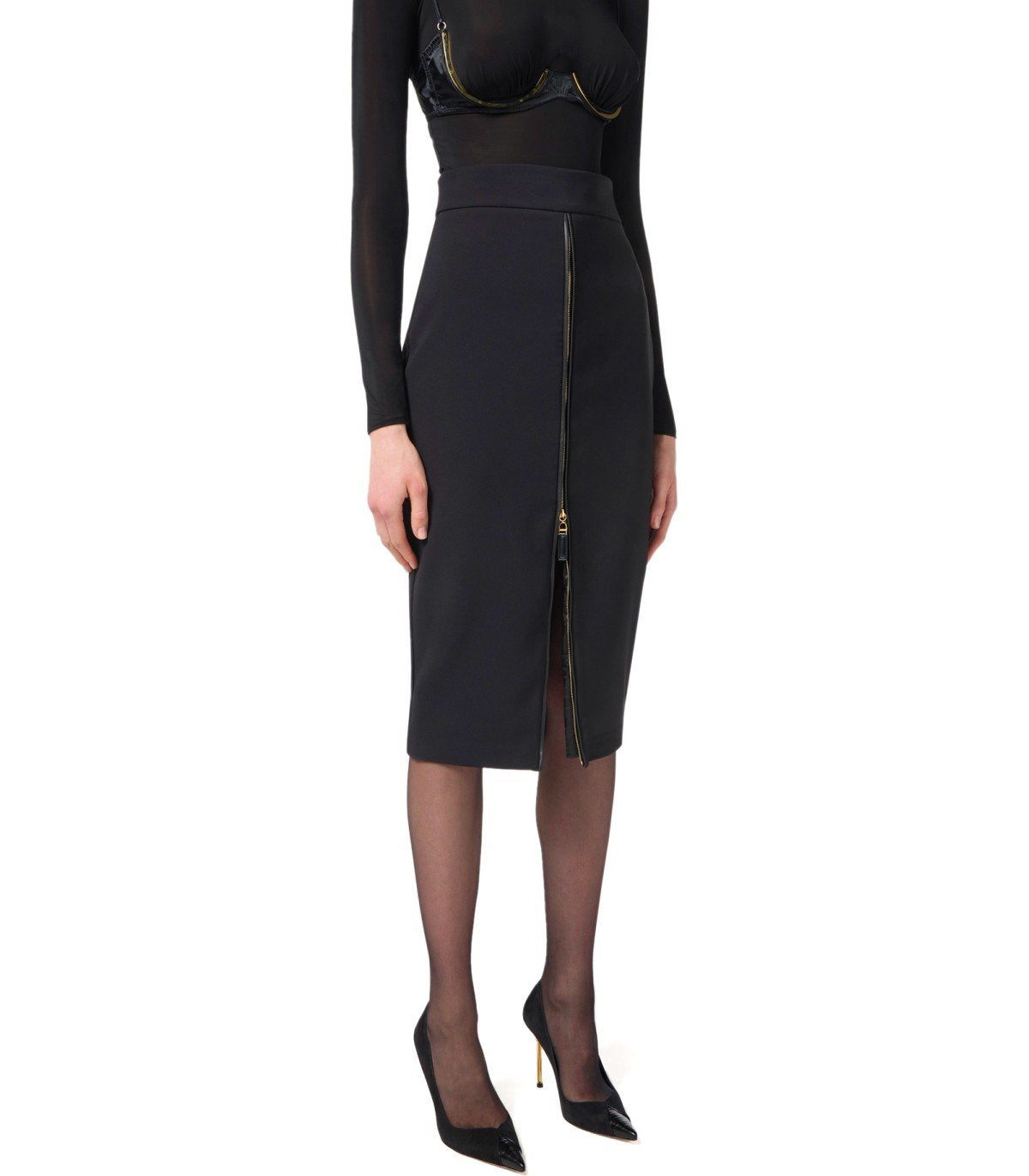 FALDA MIDI CON CREMALLERA NEGRA ELISABETTA FRANCHI