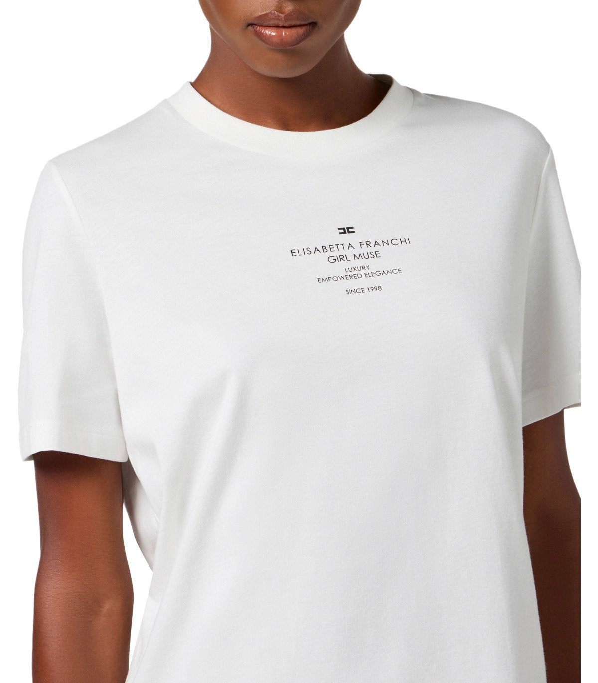 ELISABETTA FRANCHI WHITE T-SHIRT WITH LOGO