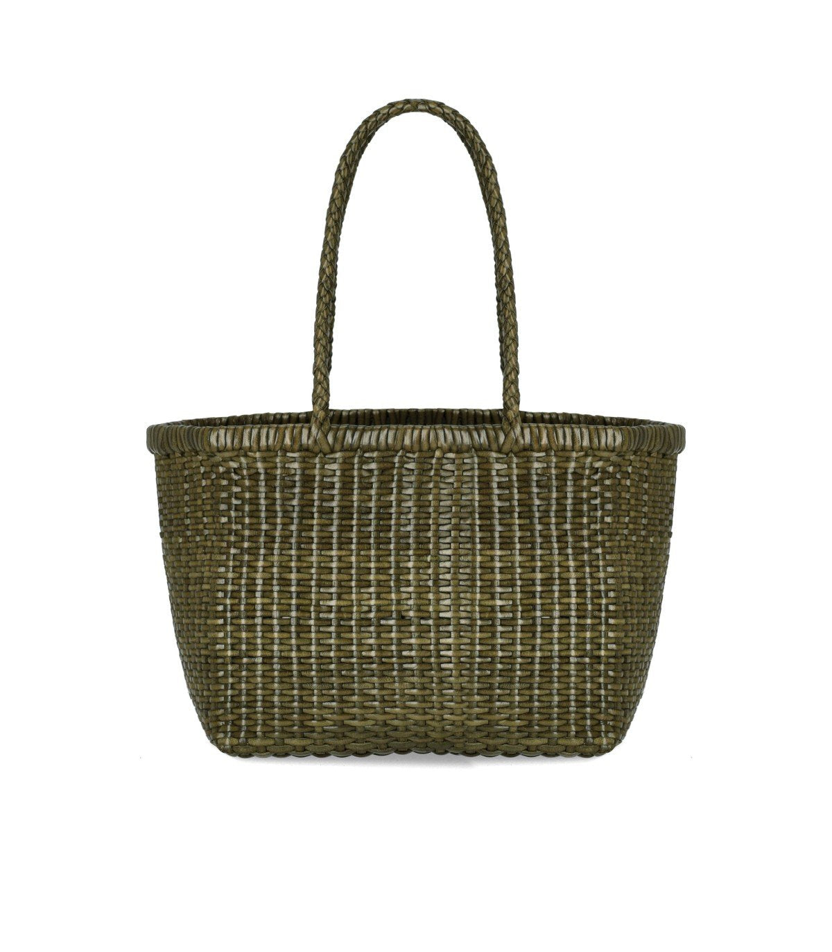 DRAGON DIFFUSION B.WEAVE SMALL KHAKI BASKET BAG