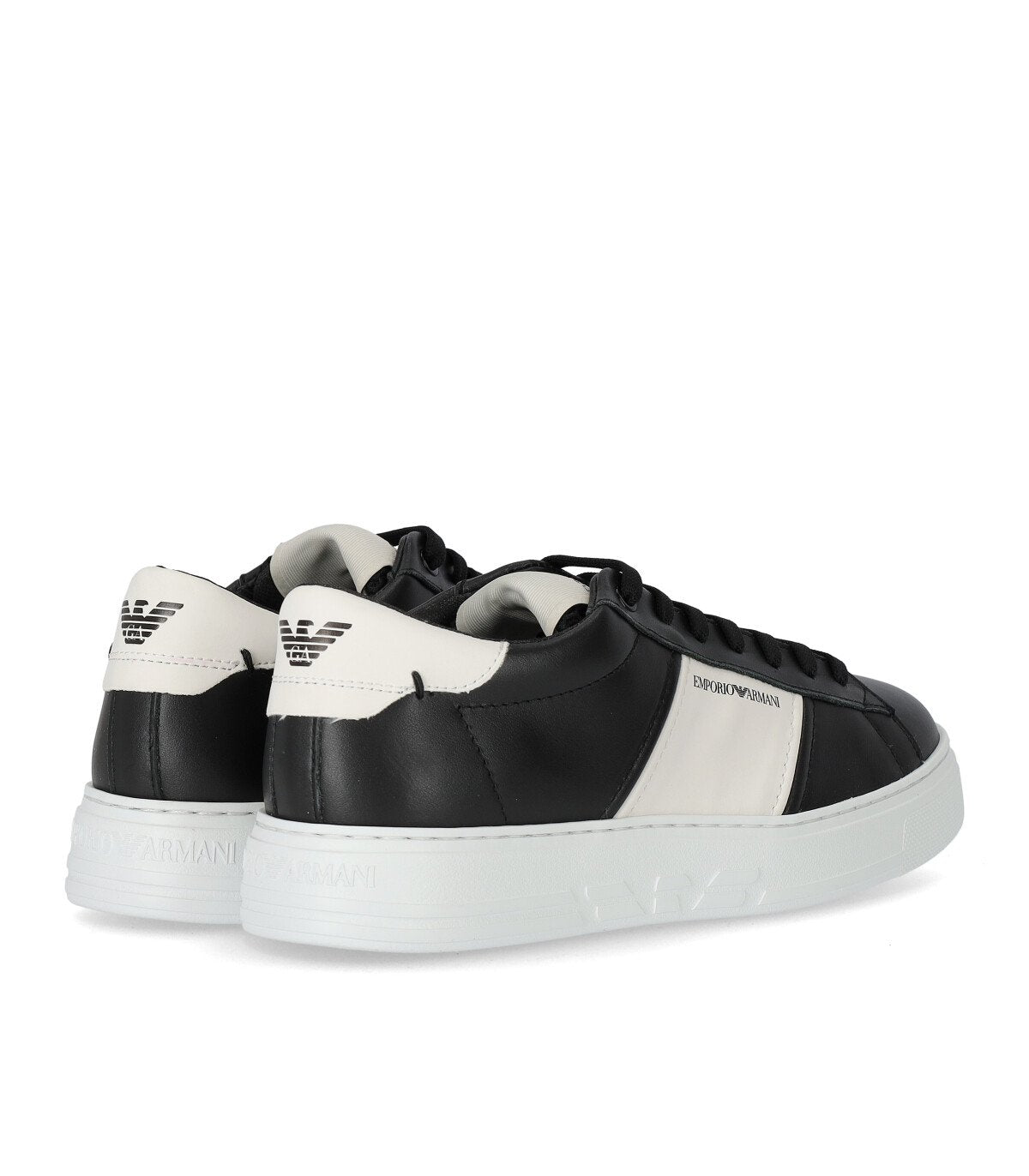 EMPORIO ARMANI BLACK WHITE SNEAKER WITH LOGO