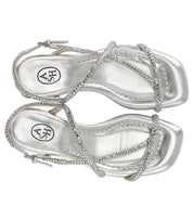 ASH ISLA SILVER MID-HEELED SANDAL