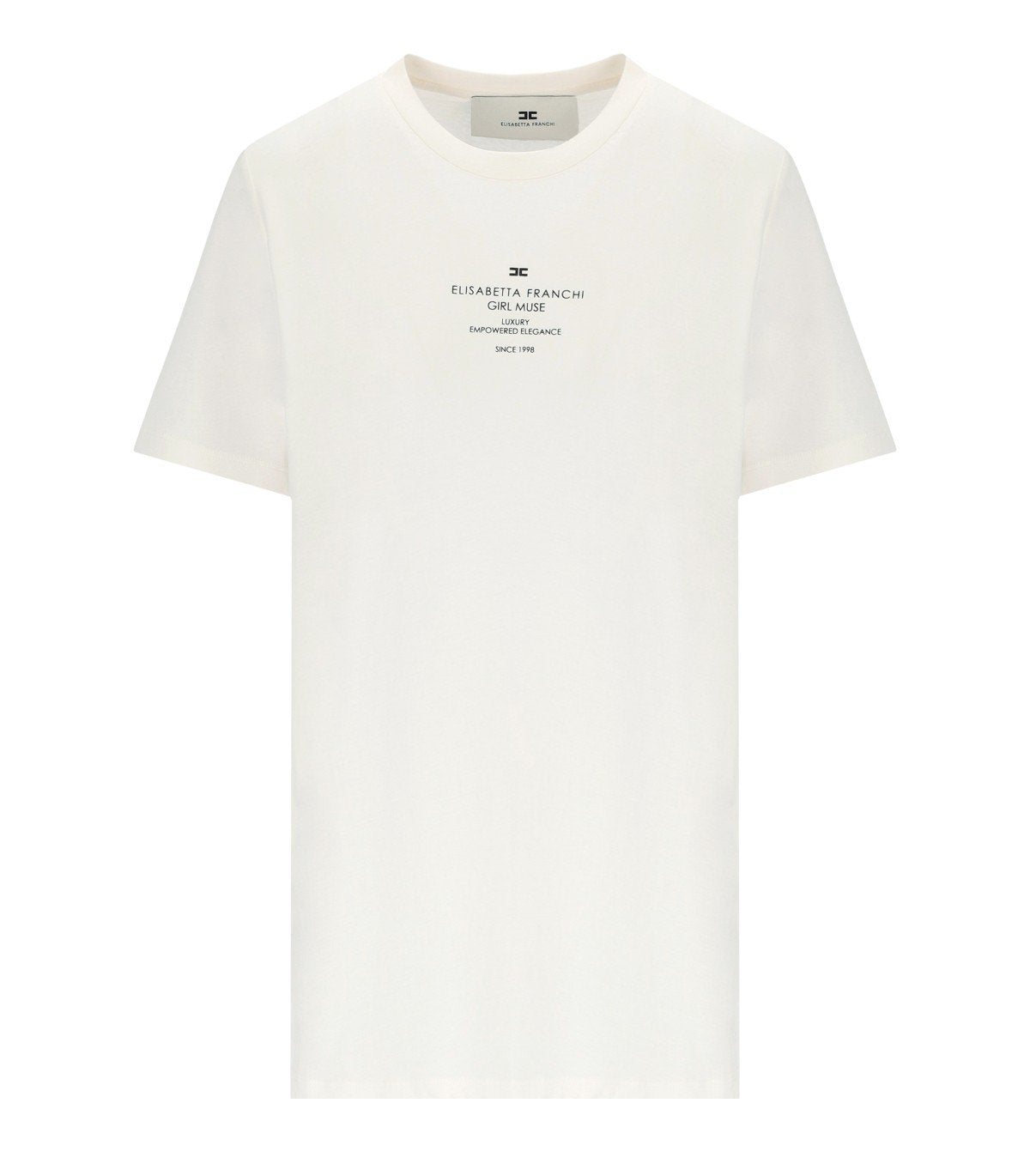 ELISABETTA FRANCHI WHITE T-SHIRT WITH LOGO