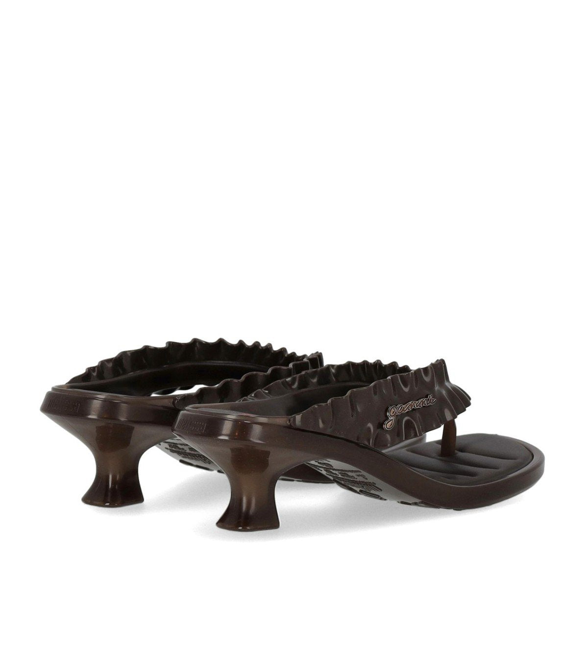 GANNI BROWN HEELED FLIP-FLOP