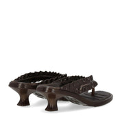 GANNI BROWN HEELED FLIP-FLOP