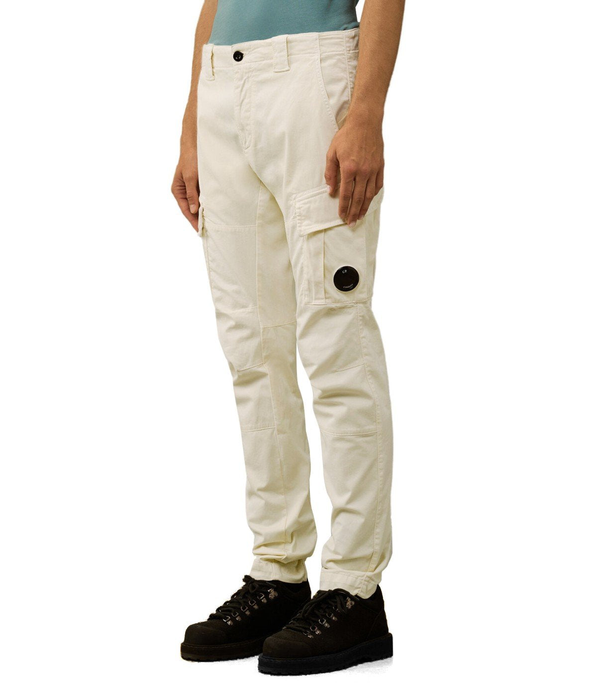 C.P. COMPANY STRETCH SATEEN PISTACHIO SHELL CARGO PANTS