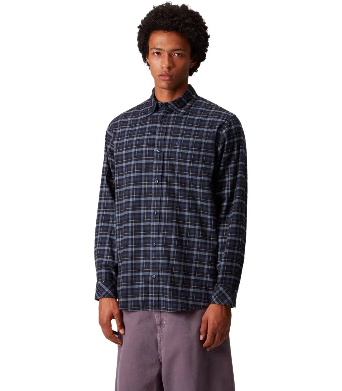 CARHARTT WIP L/S WIDMARK CHECK BLUE SHIRT