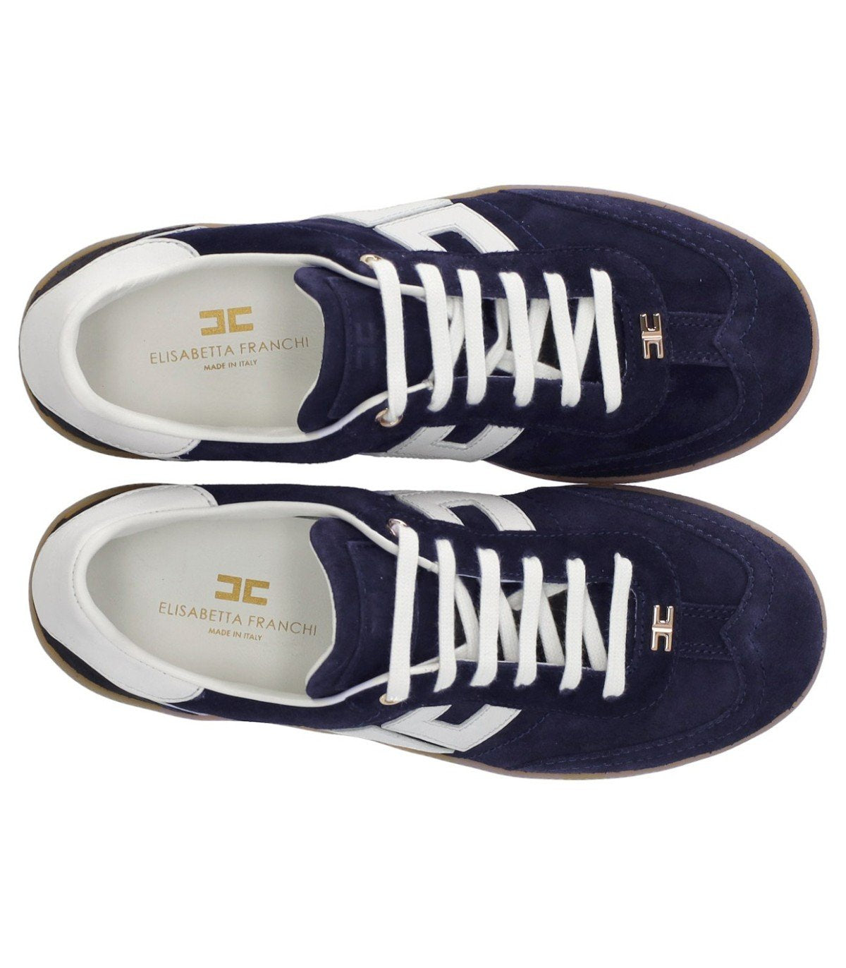 ELISABETTA FRANCHI OLTREMARE AVORIO SNEAKER WITH LOGO