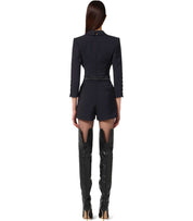 ELISABETTA FRANCHI BLACK DOUBLE-BREASTED JUMPSUIT