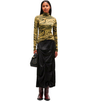 GANNI KHAKI ZEBRA PRINT TURTLENECK TOP