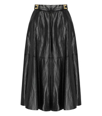 ELISABETTA FRANCHI BLACK LEATHER-EFFECT SKIRT - 42