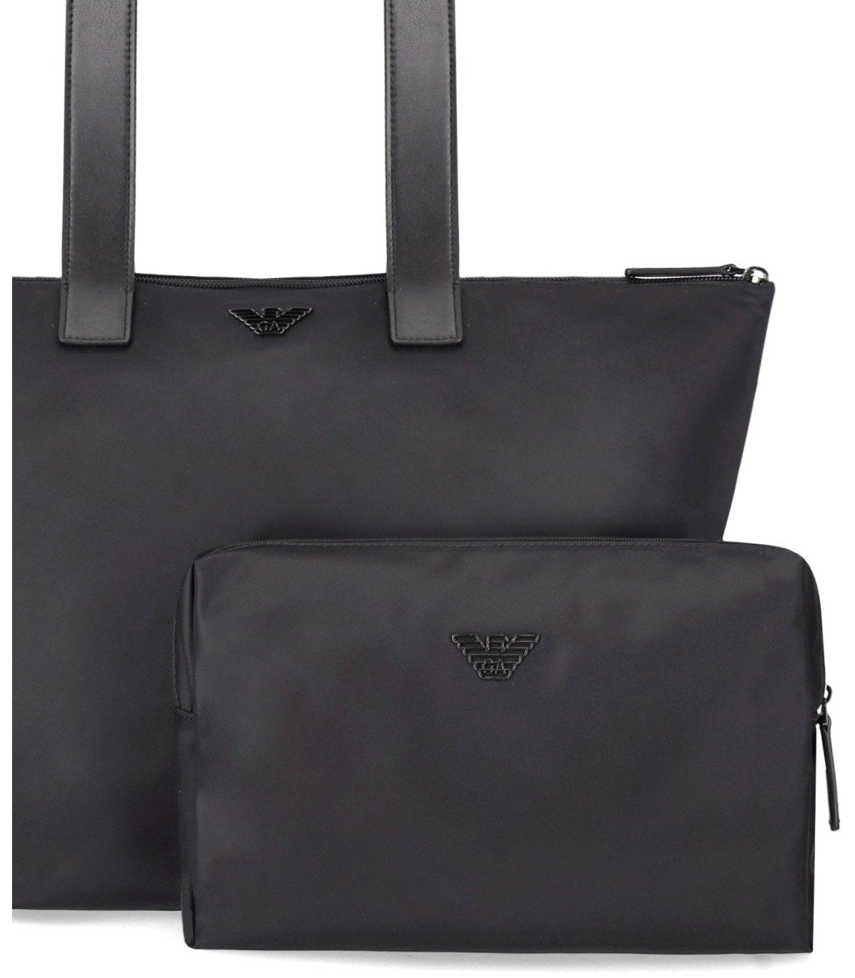 EMPORIO ARMANI BLACK NYLON SHOPPING BAG