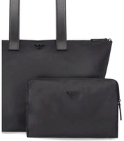 EMPORIO ARMANI BLACK NYLON SHOPPING BAG