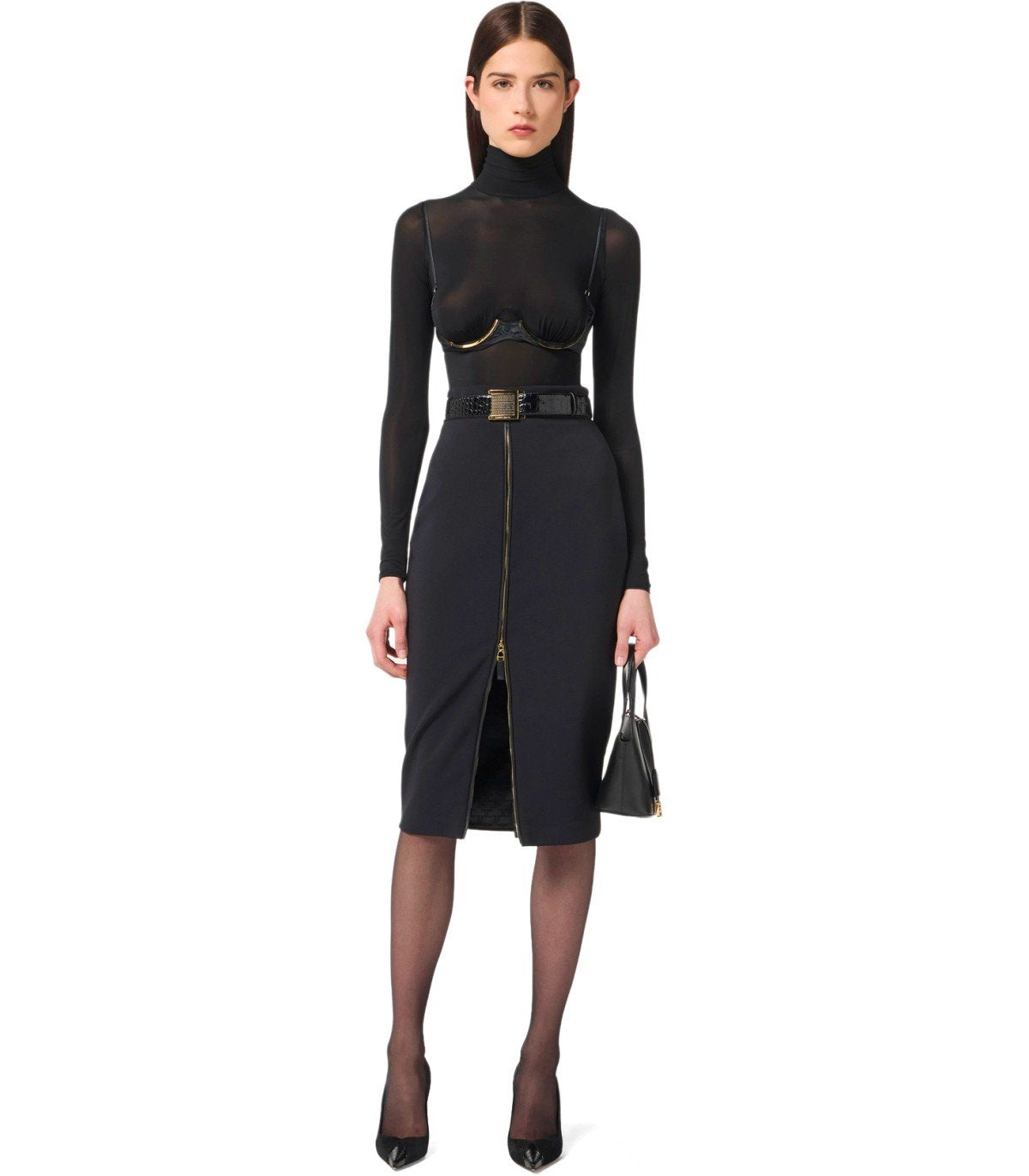 FALDA MIDI CON CREMALLERA NEGRA ELISABETTA FRANCHI