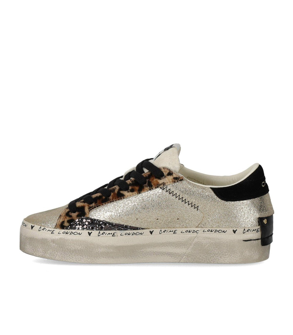 CRIME LONDON DISTRESSED PLATFORM GOLDENER SNEAKER