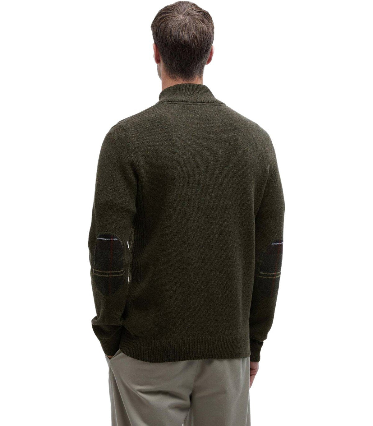 BARBOUR HOLDEN ZIP OLIVE GREEN SWEATER