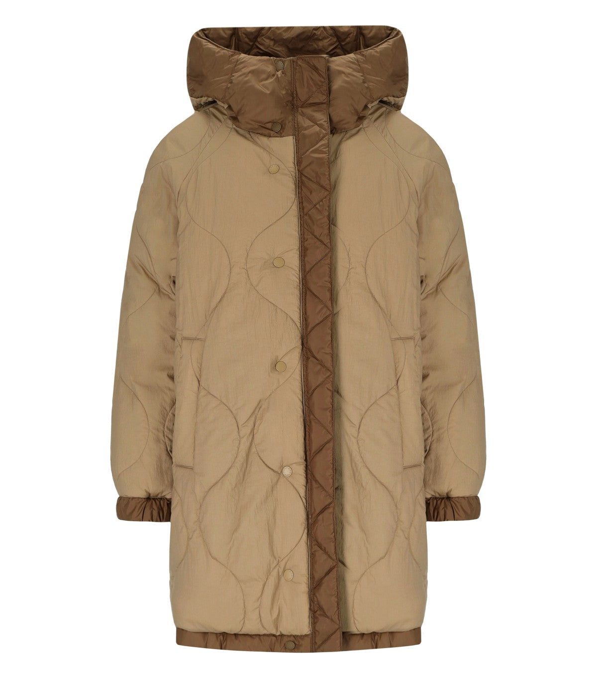 MAX MARA WEEKEND ANFORA BROWN HOODED DOWN JACKET