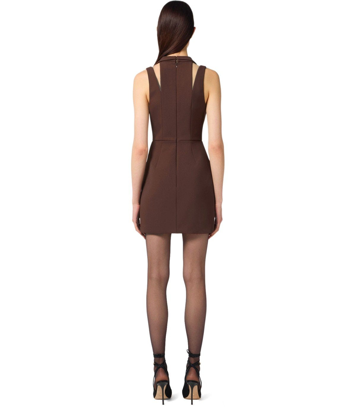 ELISABETTA FRANCHI COFFEE CUT-OUT DRESS