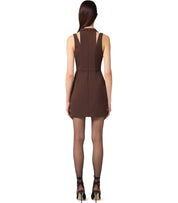 ELISABETTA FRANCHI COFFEE CUT-OUT DRESS