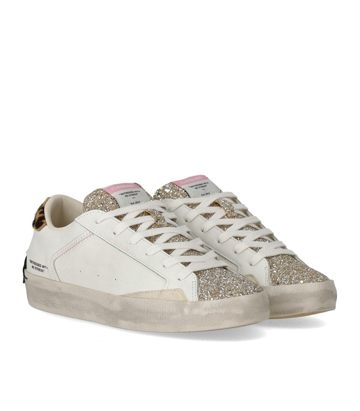 SNEAKER DISTRESSED GLITTER BIANCA CRIME LONDON