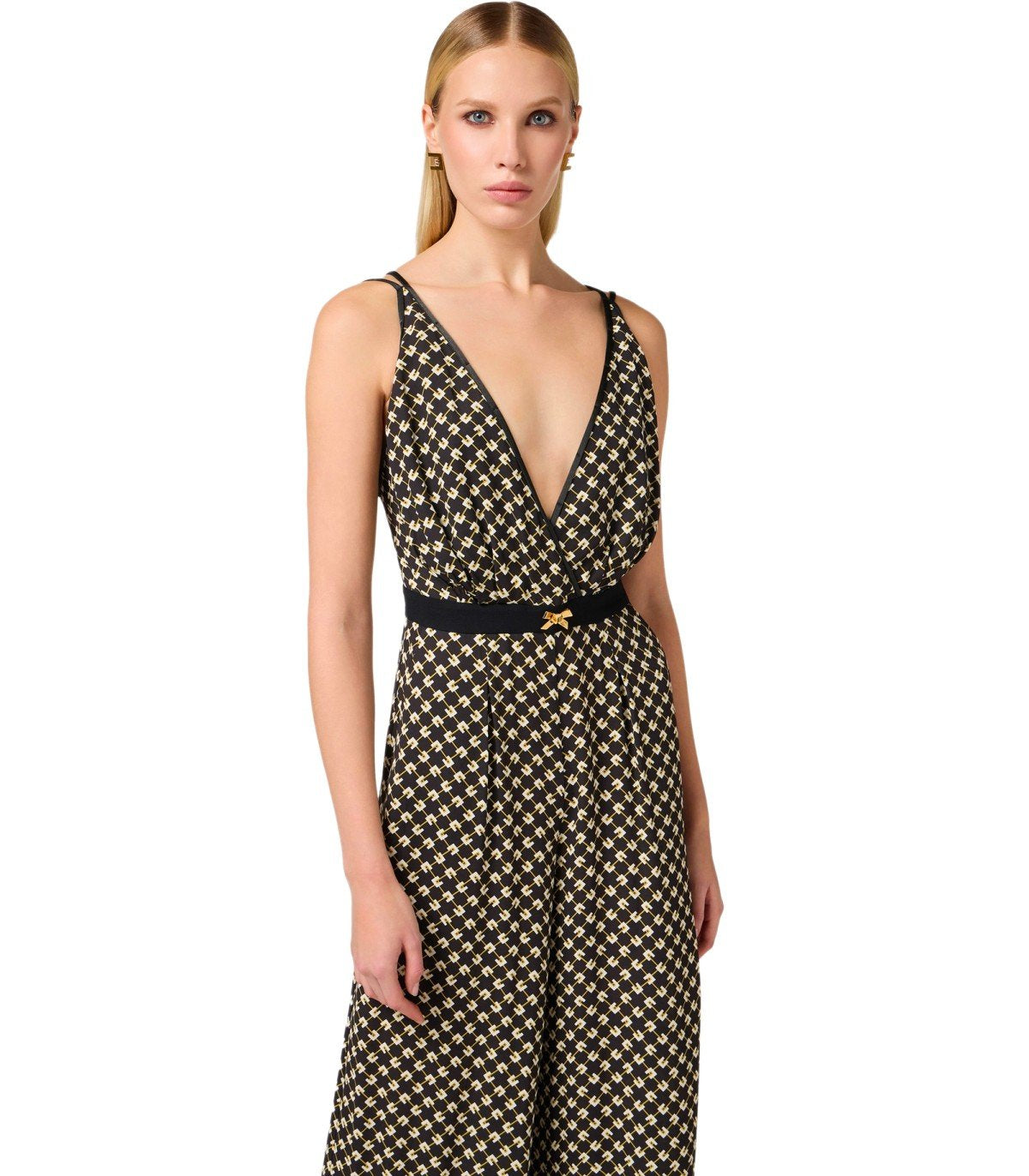 ワンピース Elisabetta Franchi Nero Burro Patterned Jumpsuit ELISABETTA FRANCHI NERO BURRO PATTERNED JUMPSUIT