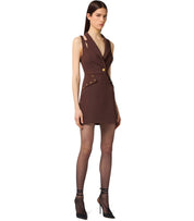 ELISABETTA FRANCHI COFFEE CUT-OUT DRESS