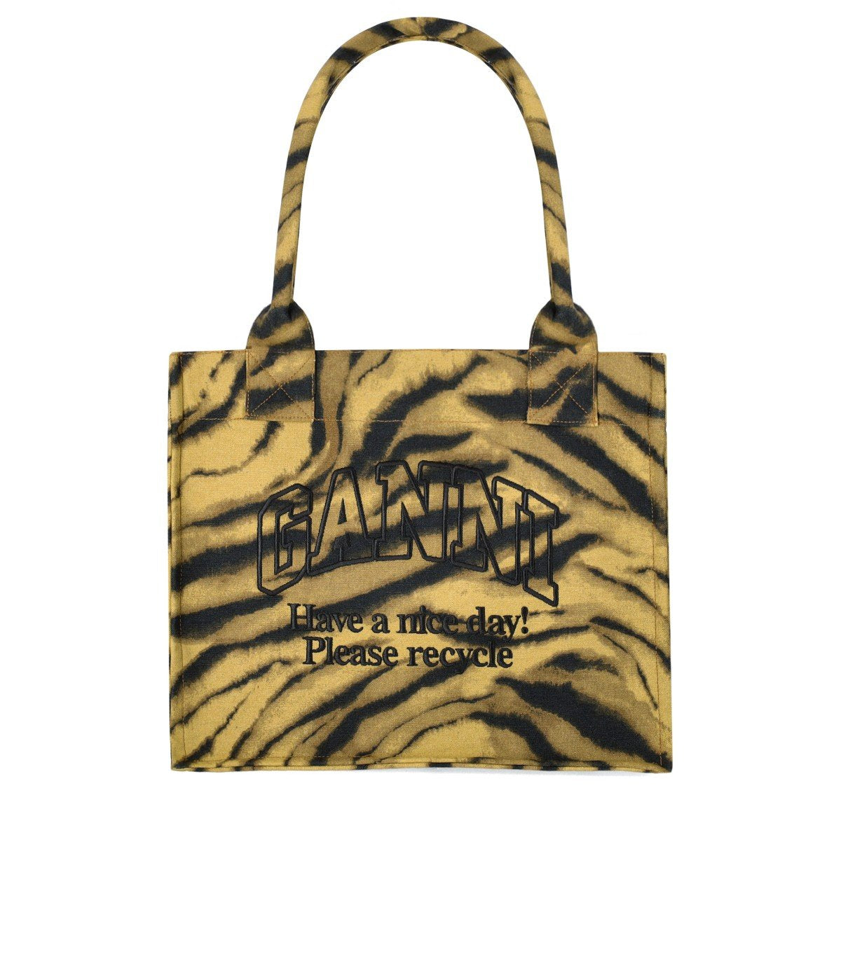 GANNI KHAKI ZEBRA PRINT SHOPPER