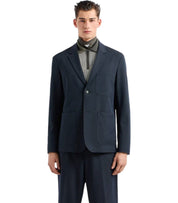 EMPORIO ARMANI NAVY BLUE SINGLE-BREASTED JACKET