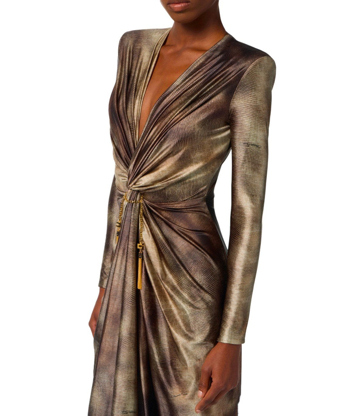 ELISABETTA FRANCHI RED CARPET LIZARD DRESS
