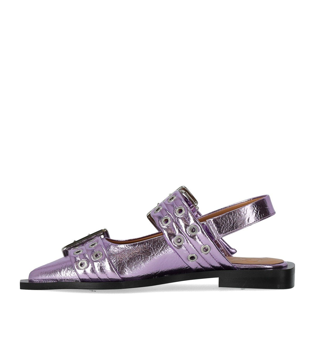 フラットシューズ Ganni Lavender Slingback Ballet Flat Shoe With Buckles GANNI LAVENDER SLINGBACK BALLET FLAT SHOE WITH BUCKLES