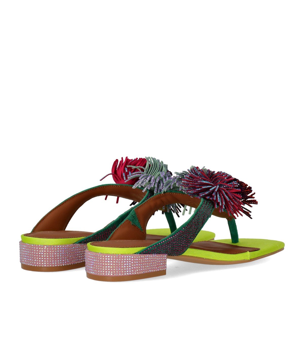 KURT GEIGER POM POM MULTICOLORED THONG SANDAL