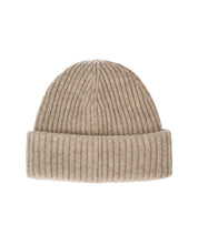 GANNI BEIGE OVERSIZE RIBBED BEANIE